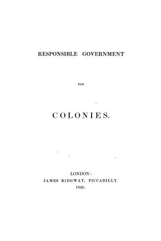 Responsible government for colonies