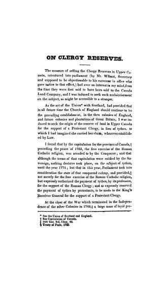On clergy reserves