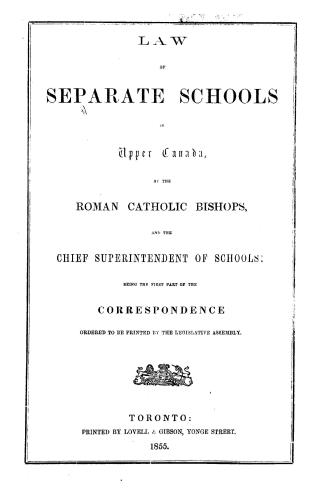 Law of separate schools in Upper Canada