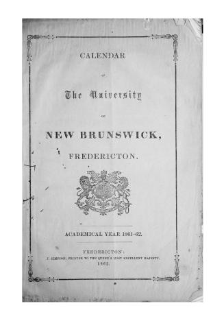 Calendar of the University of New Brunswick, Fredericton