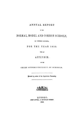Annual report of the normal, model and common schools in Upper Canada for the year