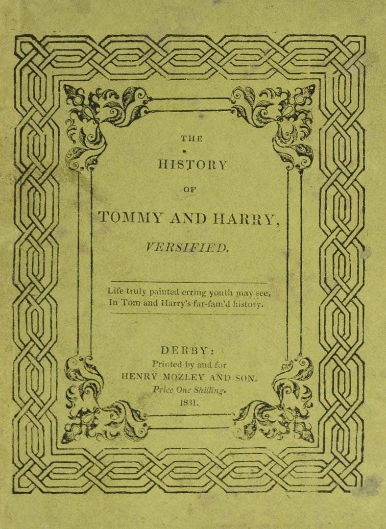 The history of Tommy and Harry versified