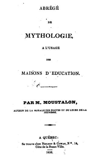 Abrégé de mythologie à l'usage des maisons d'éducation