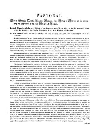 Pastoral of his Lordship Joseph Eugenius Guigues, first Bishop of Bytown, on his assuming the government of the new Diocese of Bytown