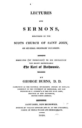 Lectures and sermons delivered in the Scots church of Saint John on several ordinary occasions