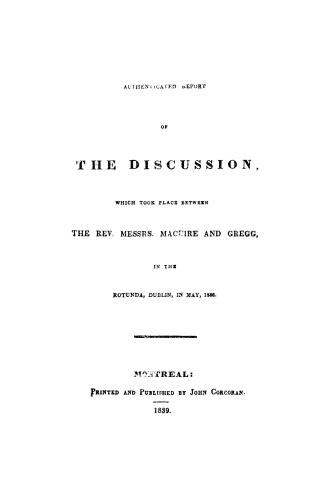 Authenticated report of the discussion, which took place between the Rev