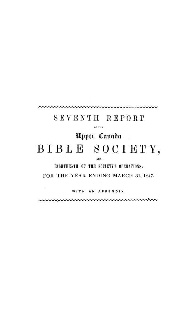 The... report of the Upper Canada Bible Society