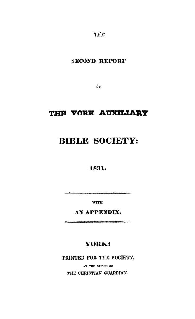 The ... report of the York Auxiliary Bible Society