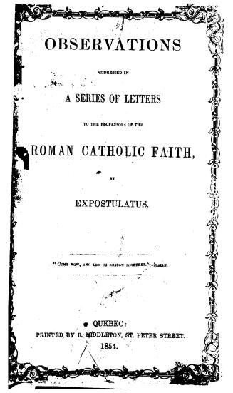 Observations addressed in a series of letters to the professors of the Roman Catholic faith