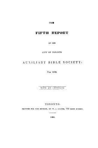 The...report of the City of Toronto Auxiliary Bible Society
