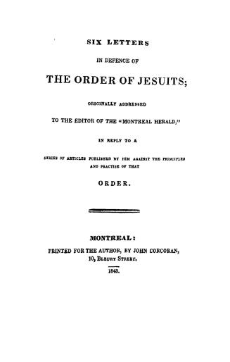 Six letters in defence of the order of Jesuits,