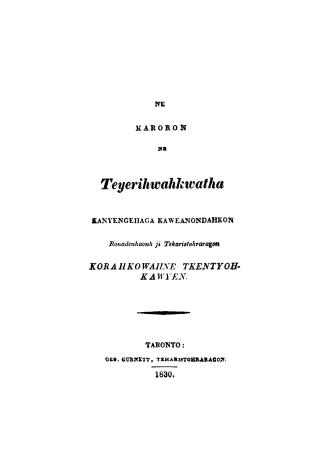 A collection of hymns, in the Mohawk language