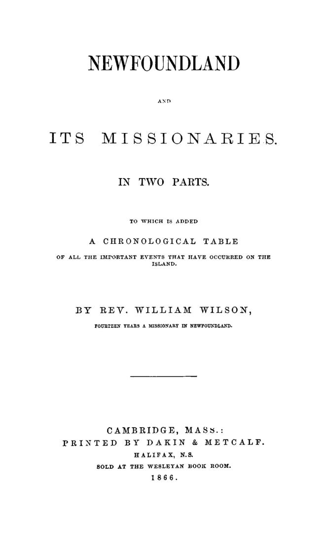 Newfoundland and its missionaries