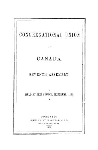 Minutes of the...annual meeting of the Congregational union of Canada... with statistical report