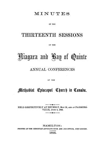 Minutes of the... sessions of the Niagara and Bay of Quinte annual conferences of the Methodist Episcopal Church in Canada