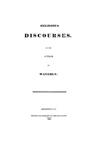 Religious discourses by the author of Waverly