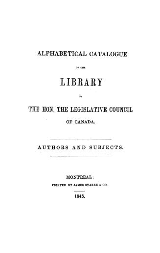 Alphabetical catalogue of the library of the hon