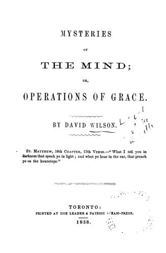Mysteries of the mind, or, operations of Grace