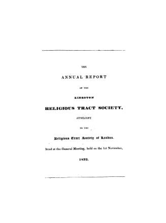 The annual report of the Kingston religious tract society, auxiliary to the Religious tract society of London