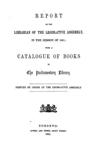 Report of the librarian of the Legislative assembly