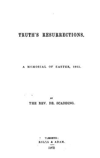 Truth's resurrections, a memorial of Easter, 1865