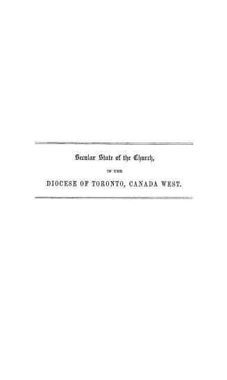Secular state of the church in the diocese of Toronto, Canada West