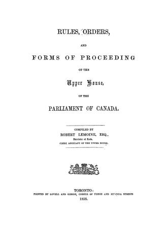 Rules, orders, and forms of proceeding of the upper house of the Parliament of Canada