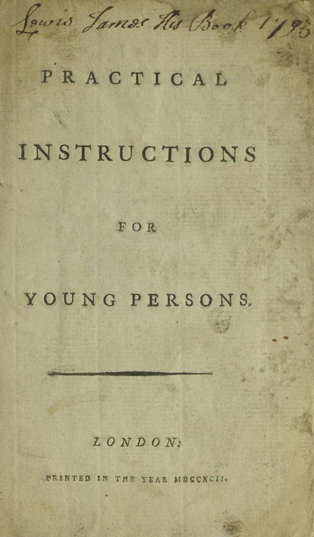 Practical instructions for young persons.