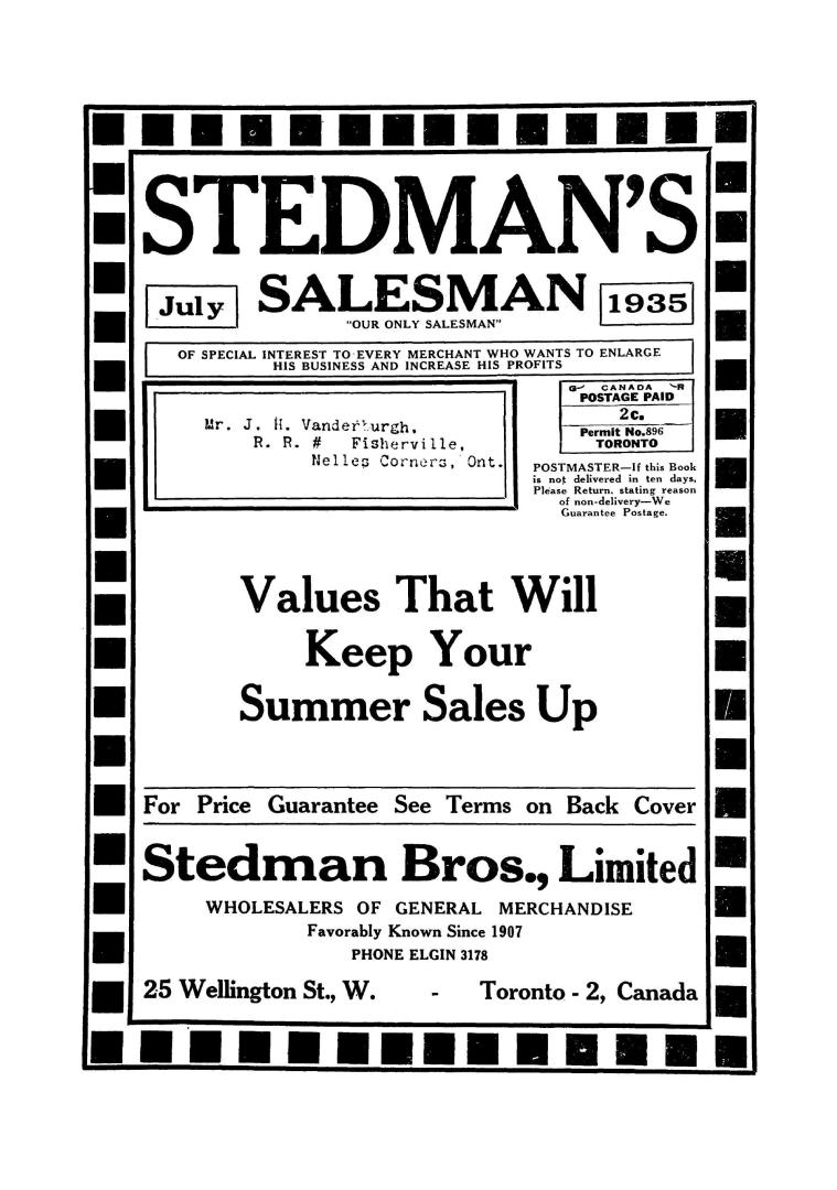 Stedman's salesman, July 1935