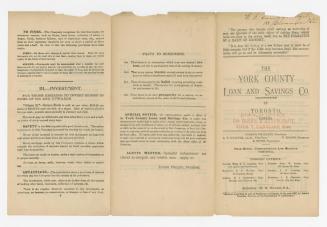 The York County Loan and Savings Co, (incorporated) of Toronto, Canada