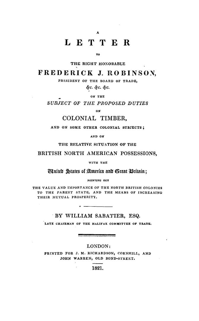 A letter to the Right Honorable Frederick J