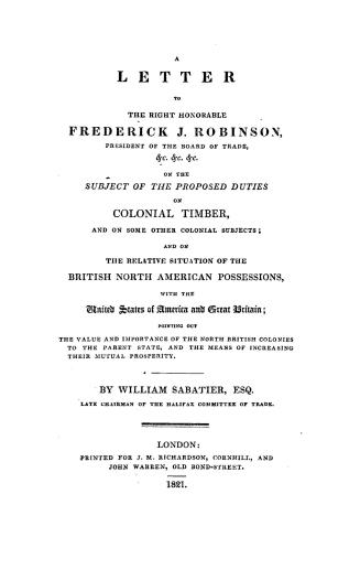 A letter to the Right Honorable Frederick J