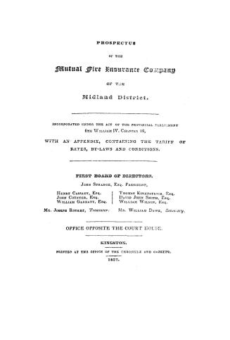 Prospectus... With an appendix, containing the tariff of rates, by-laws and conditions