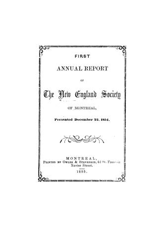 First annual report of the New England Society of Montreal, presented December 22, 1854