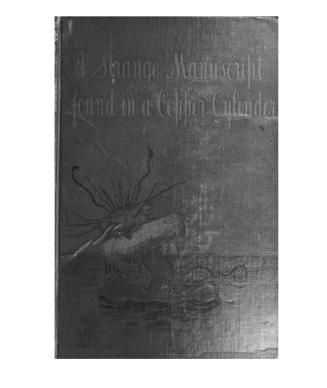 Grayscale book cover. Title in script at the top. Below is a large illustration of a sea serpen ...