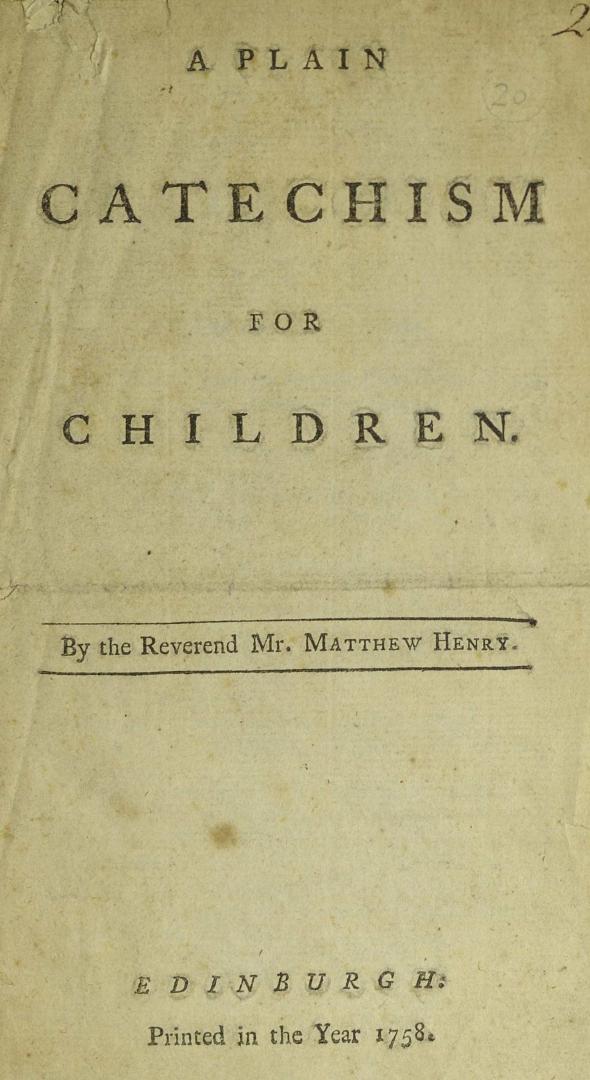 A plain catechism for children