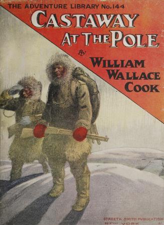 Book cover: Illustration of two people in heavy, Arctic gear. 