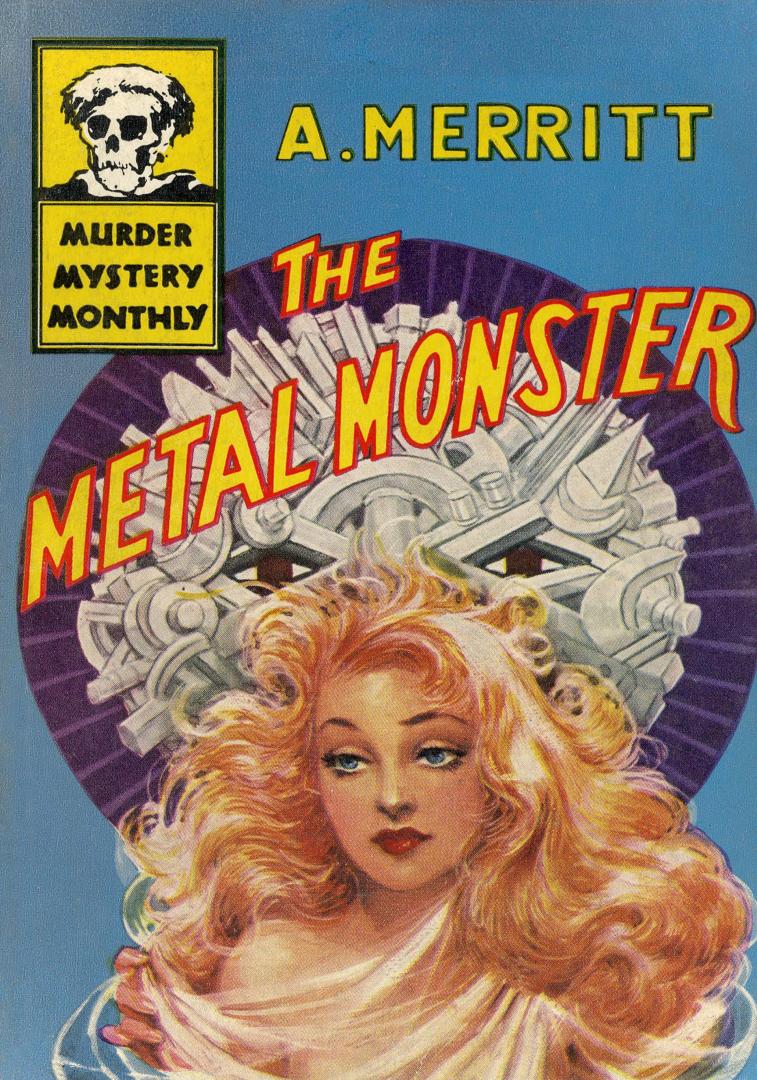 Book cover: Blue with red and yellow title. Woman with blonde hair. 