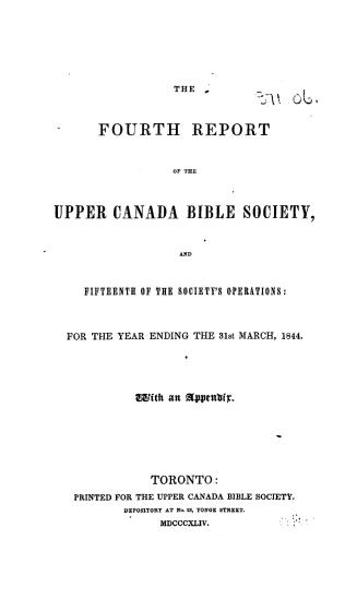 The... report of the Upper Canada Bible Society