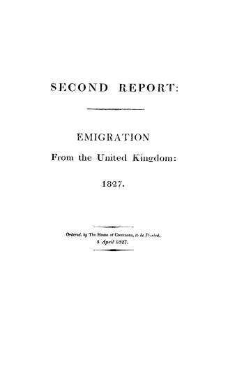 Report from the Select Committee on Emigration from the United Kingdom