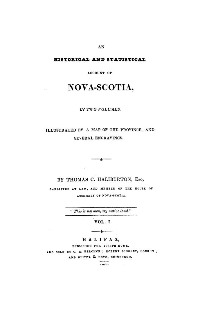 An historical and statistical account of Nova-Scotia