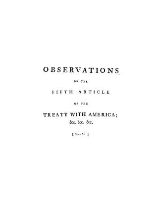 Observations on the fifth article of the treaty with America