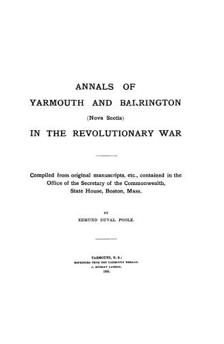 Annals of Yarmouth and Barrington (Nova Scotia) in the revolutionary war