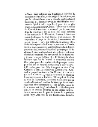 Arrest du Conseil d'estat du roy, portant exemption des droits du domaine d'Occident, pour les marchandises du cré des Isles du vent de l'Amerique qui(...)