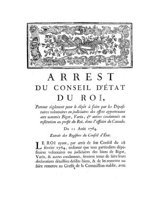 Arrest du Conseil d'État du roi, portant règlement pour le dépôt à faire par les dépositaires volontaires ou judiciares des effets appartenans aux (...)