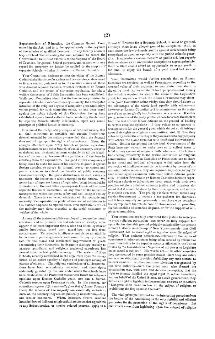 Report on separate schools