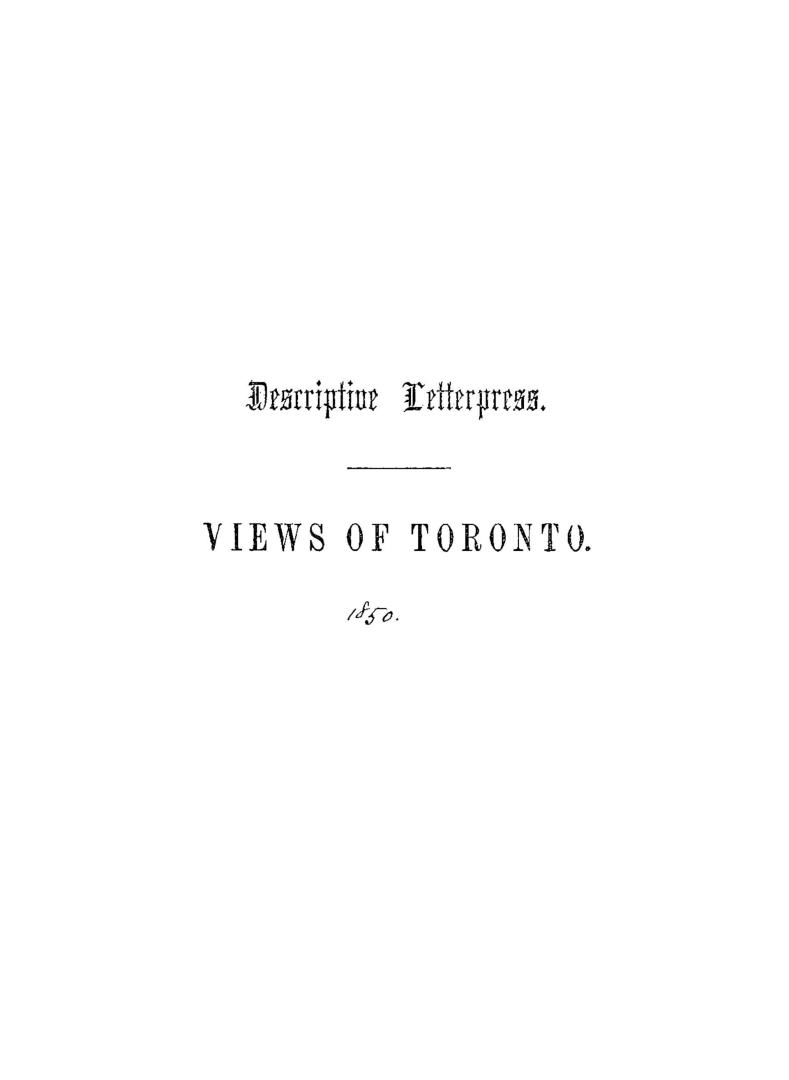 Descriptive letterpress, views of Toronto
