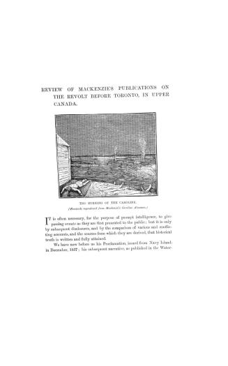 Review of Mackenzie's publications on the revolt before Toronto, in Upper Canada