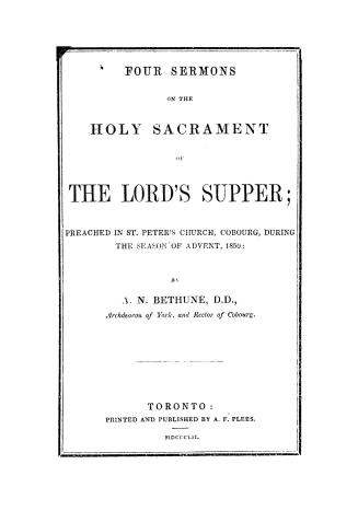 Four sermons on the holy sacrament of the Lord's supper,