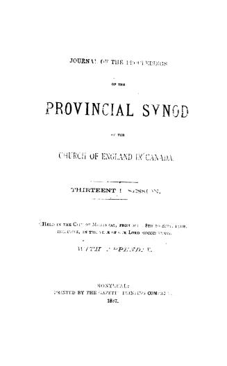 Journal of the proceedings of the Provincial Synod of the Church of England in Canada